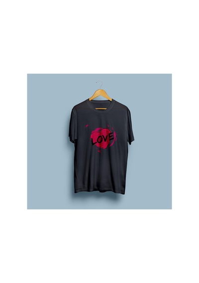 Bahriyeli Collection Oversize Love / Aşk Ve Kalp Tasarım Unisex T-shirt Siyah