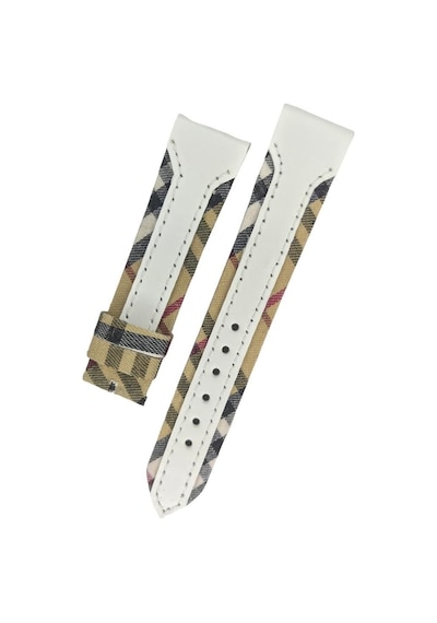 Burberry Uyumlu 20mm Beyaz Deri Saat Kordonu