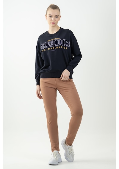 Maraton Sportswear Oversize Kadın Bisiklet Yaka Uzun Kol Basic Lacivert Sweatshirt 22169-lacivert