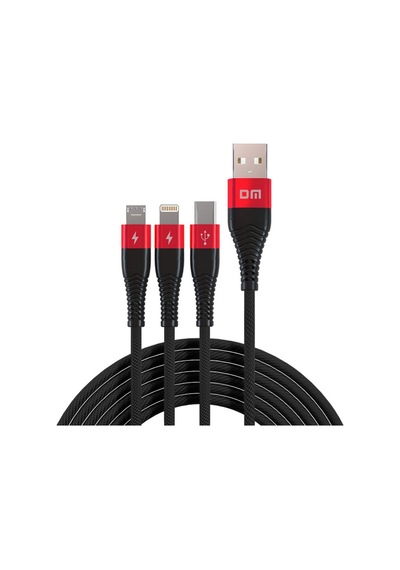 Dm SL004 Apple Uyumlu iPhone Lightning Type-C Micro USB 2.4A Şarj ve Data Kablosu 120 CM
