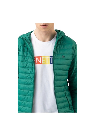 United Colors of Benetton Erkek Fermuarlı Kapüşonlu Mont Yeşil