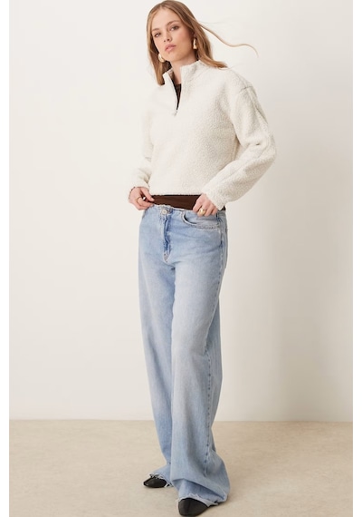 Calvin Klein Sport Sherpa Half Zip Sweatshirt Kadın Yarım Fermuar Rahat Kesim Crop Polar Sweatshirt Bej Bej Calvin Klein Sport Sherpa Half Zip Sweatshirt Kadın Yarım Fermuar Rahat Kesim Crop Polar Sweatshirt Bej Bej