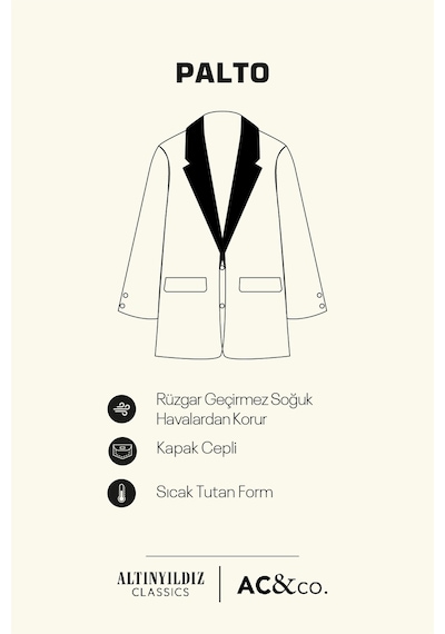 AC&Co / Altınyıldız Classics Erkek Lacı Standart Fit Normal Kesim Mono Yaka Armürlü Kapak Cepli Palto Laci