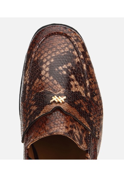 Hotiç Kadın Deri Kahverengi Yılan Desenli Klasik Loafer