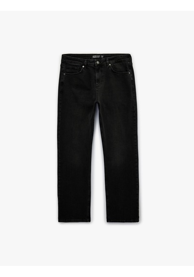 Koton Normal Bel Pamuklu Straight Fit Jean Pantolon - Mark Jean Siyah 6sam40294nd