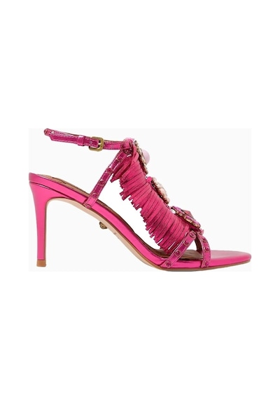 Kurt Geiger Jewel Fringe 90 Lüks Topuklu Deri Sandalet Topuklu Ayakkabı Pembe 39
