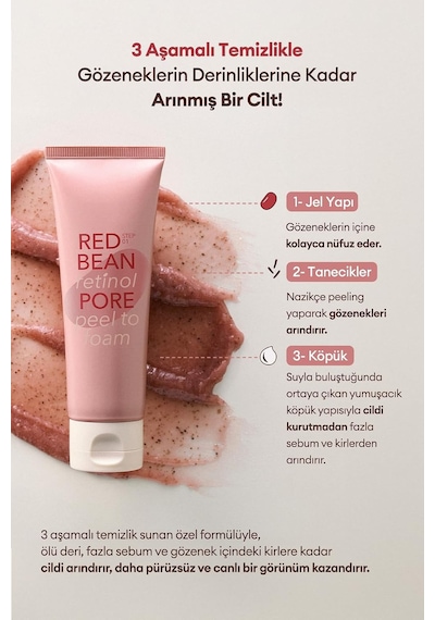 Lexroo Retinol İçerikli, Gözenek Arındırıcı Yıkama Köpüğü Red Bean Retinol Pore Peel To Foam 120 Ml