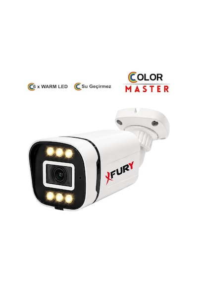 Fury 5mp Lens 1080p 6 Warm Led Renkli Gece Görüşlü Ip66 Dış Mekan Geniş Açılı Güvenlik Kamerası