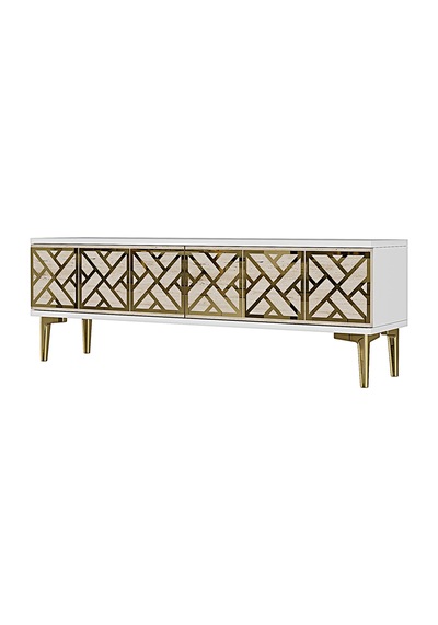 Tsa1238btg Arex Tv Sehpası Beyaz-traverten-gold 120cm