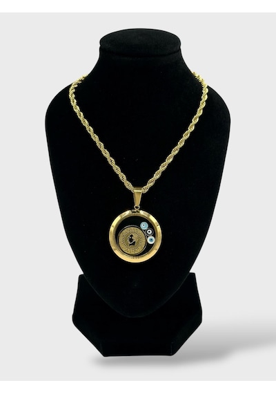 Arnes Jewelry Çelik Çeyrek Altın Takılabilir Nazar Boncuklu Kolye Ar605nes Gold