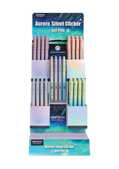 Wrıtech W-0171 Aurora 0,7mm Mavi Jel Kalem - 72'li Stand Ahşap
