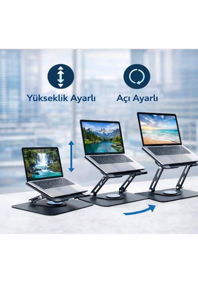 2si 1 Arada Metal 360 Dönebilen Ayarlanabilir Laptop Tablet Telefon Tutucu Kaymaz Tabanlı Çok Amaçlı Stand