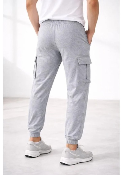 Efnaz Style Erkek Jogger Eşofman Altı Regular Fit , Kargo Cepli, Lastikli Paça, Günlük Spor Pantolon - Gri