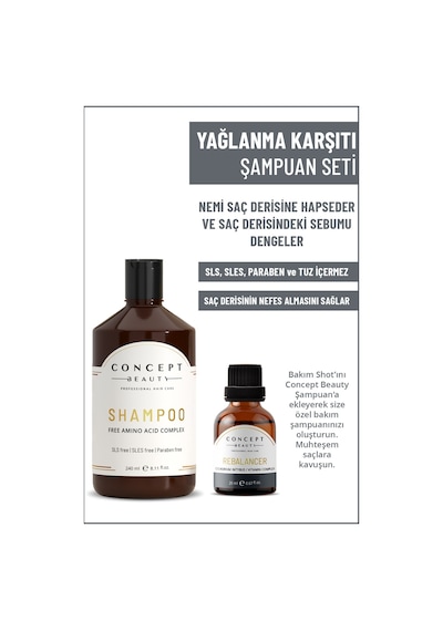 Concept Beauty Yağlanma Karşıtı Şampuan 240 ML + Rebalancer Yağlanma Karşıtı Shot 20 ML