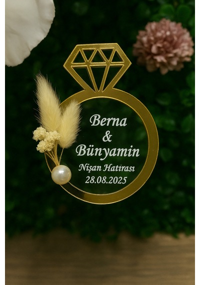 Uv Baskı Pleksi Magnet Söz, Nişan, Nikah, Düğün, Kına 10 Adet Bordo