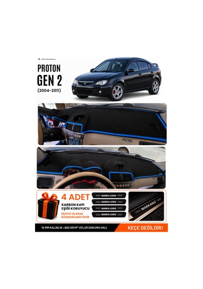 Proton Gen 2 2004-2011 Uyumlu Torpido Koruma, Torpido Örtüsü, Torpido Kılıfı - Siyah-mavi - Pr001