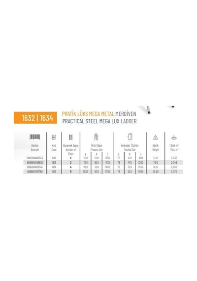 Pratik Geniş 3 Basamaklı Alüminyum Merdivem Sar1613