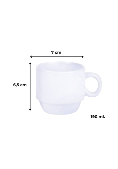 Deepcraft Stantlı 4'lü Fincan Seti Çıkmaz Baskılı Ceylan Desenli 4 Adet Fincan Seti 190 Ml Beyaz