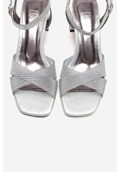 Luvishoes Mılagro Gümüş Simli Kadın Kalın Topuklu Ayakkabı