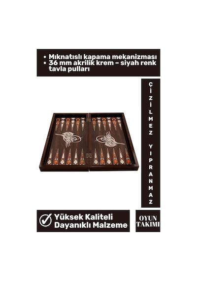 Premium Seri Yüksek Kaliteli Çizilmez Yıpranmaz Mıknatıslı Kapama Antik Osmanlı Turası Tavla Takımı