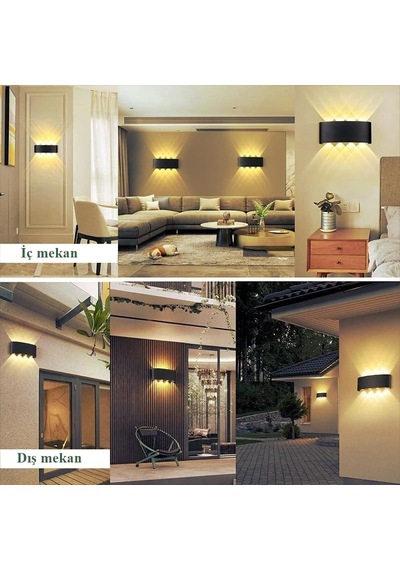 15w Dekoratif Çift Yönlü Led Duvar Apliği - 8 Led'li Modern Tasarım, Cata Kapri Dış Ve İç Mekan Aydınlatma Lam Diğer