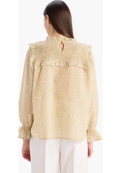 DeFacto Regular Fit Desenli Fırfır Yaka Vual Uzun Kollu Tesettür Bluz Tunik E7966AX25SMWT47