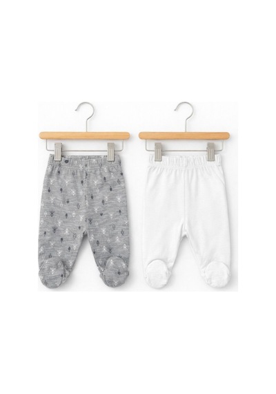 HelloBaby 2'li Bebek Tek Alt Pantolon Gri-ekru