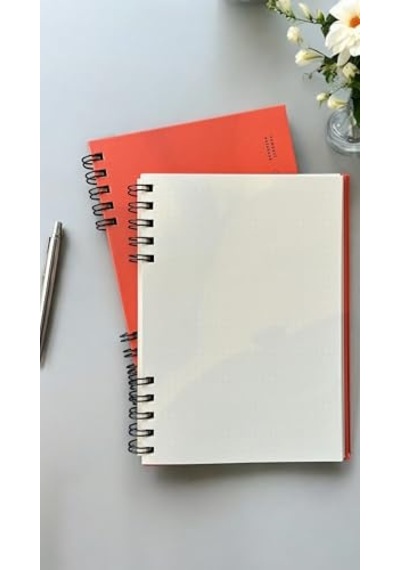 Fark Tanıtım Spiralli 80 Yaprak Noktalı A5 Defter, Not Defteri, Okul Defteri, 4 Farklı Renk Seçeneği 04 Orange Coral Açık Gri