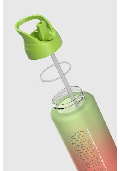 Renga Moly Çift Renk Yazı Desenli 1000 Ml Pipetli Mat Tritan Matara 912117 Yeşil-turuncu Yeşil - Turuncu