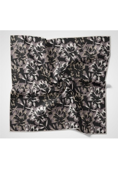 Silk Home Pamuk Polyester Eşarp Siyah Büyük Papatya Desenli Soft Dokulu Kaymaz 90x90 Çok Renkli