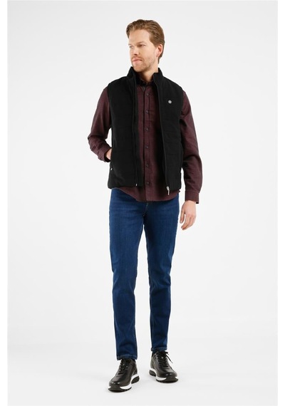 İmza Siyah Dik Yaka Fermuarlı Casual Slim Fit Kapitone Yelek 1009255103 Siyah