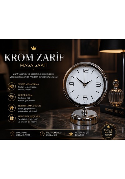 Silver Line 25 X 20 Cm Metal Krom Masa Saati