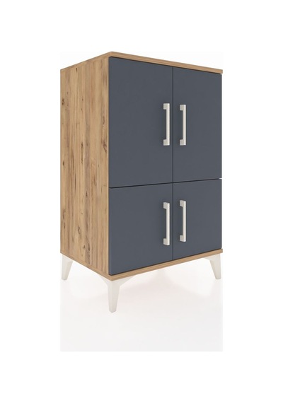 Hyperion Komodin 3 Raflı 4 Kapaklı 60x44x96 Çam-antrasit Çam