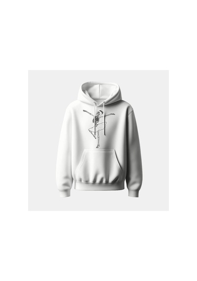 Ada Kostüm Tasarım İskelet Balerin Baskılı Basic Sweatshirt beyaz