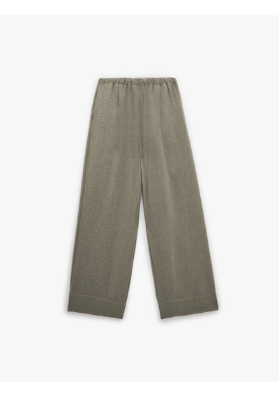 Koton Beli Bağcıklı Geniş Paça Pantolon Haki 6sak40081pw