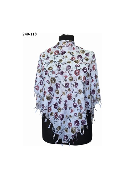 Dolce Cotton Desenli Sökme Boncuklu Eşarp 240-118 Çok Renkli