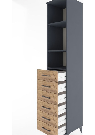 Hyperion Dolap 3 Raflı 6 Çekmeceli 44x44x221 Antrasit-çam Antrasit