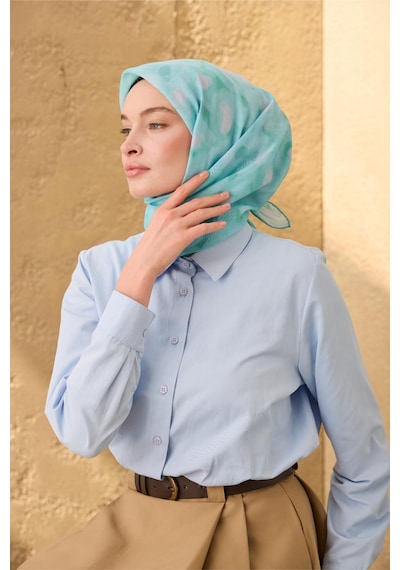 Silk Home Soft Eşarp 73098-09 Turkuaz, Cam Göbeği, Uçuk Mavi