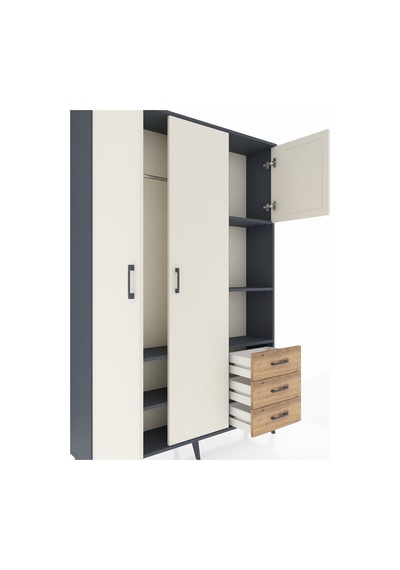 Arges Dolap 5 Raflı 3 Çekmeceli Tek Askılı 132x30x195 Antrasit-aytaşı/çam Aytası/atlas Çam Arges Dolap 5 Raflı 3 Çekmeceli Tek Askılı 132x30x195 Antrasit-aytaşı/çam Aytası/atlas Çam