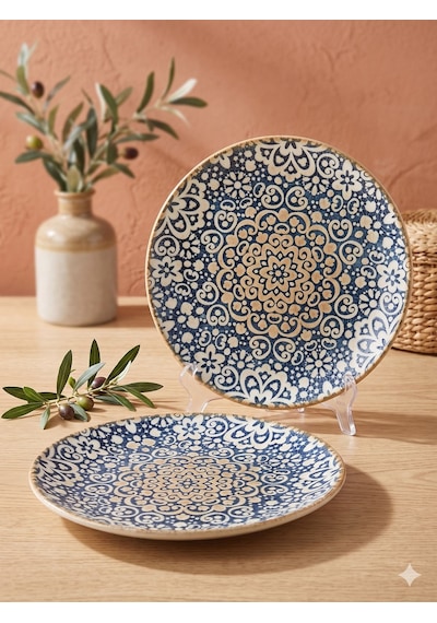 Büyük Düz / Servis Yemek Tabağı/bonna Mandala Desenli Büyük Düz Servis Tabağı Alhambra Gourmet Flat