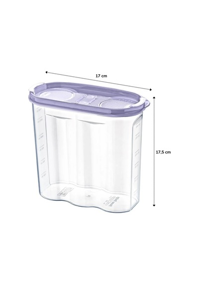 2 Kapaklı Ölçekli Erzak Kuru Gıda Saklama Kutusu Kabı - 1,7 Litre - Sa935 Go-53-vice 01505