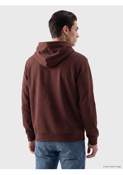 Lcwaıkıkı Classic Bordo Kapüşonlu Erkek Fermuarlı Sweatshirt