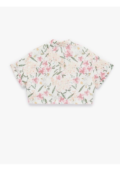 Koton Regular Fit Kısa Kollu Çiçekli Crop Gömlek Pembe Desenli 6sak60148uw