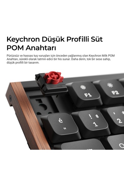Keychron K5 Ultra 8k Süt Pom Kırmızı Switch 2.4 Ghz 370 Saate Kadar Pil Ömrlü Kablosuz Özel Mekanik Klavye K5u-h1p-tr Siyah