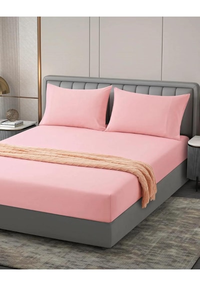 %100 Cotton Pamuk 160x200 30 Cm Fitted Lastikli Çift Kişilik Çarşaf Bed Sheet Pembe