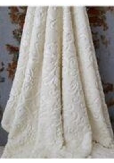 Merinos Elegans Çift Kişilik Battaniye Çiçek Desen Battaniye Ekru
