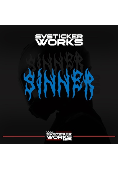 Sinner Kask Sticker Tüm Kasklar Uyumlu Tek Yön 1 Adet Mavi