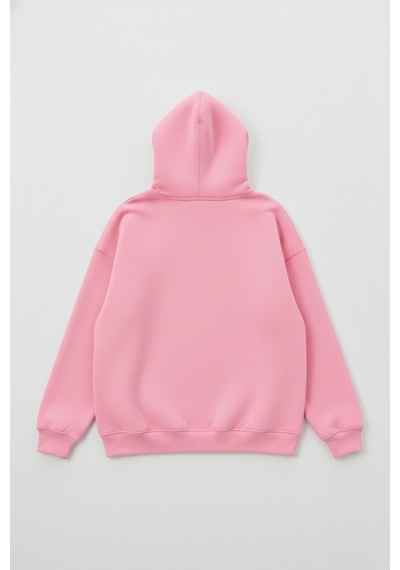 Uyguntarz Unisex Yumuşak Dokulu Düz 3 İplik Oversize Sweatshirt Sade Ve Modern Görünüm Pembe