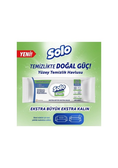 Solo Temizlikte Doğal Güç Okaliptus Çam Esintisi Yüzey Temizlik Havlusu Yüzey Temizleyici 100 Yaprak 12'li Set