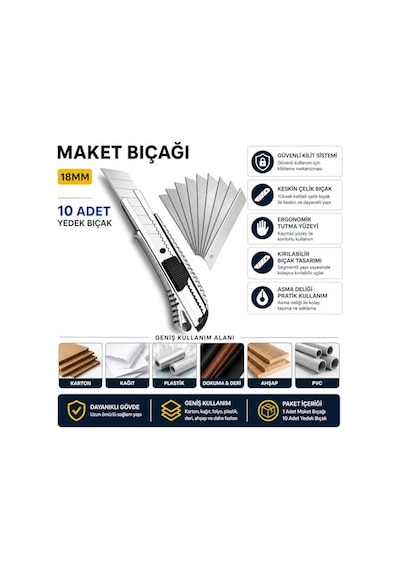 Profesyonel Metal Falçata Maket Bıçağı Ve 10 Adet Yedek Bıçak 1 Adet Maket Bıçağı + 10 Adet Yedeği